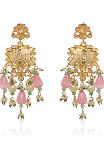 Pink kundan necklace set