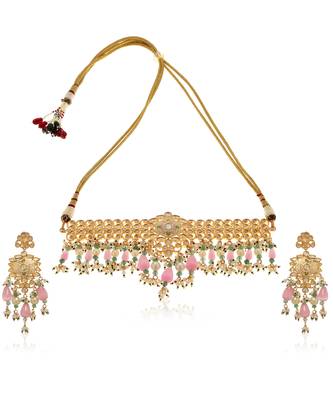 Pink kundan necklace set 4