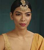 Green kundan maang tikka