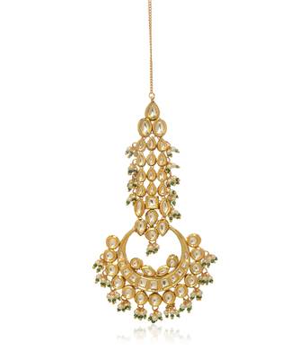 Green kundan maang tikka 2