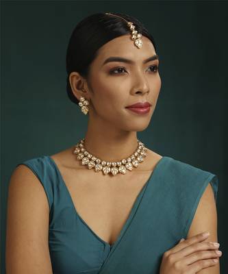 Gold kundan necklace set 1