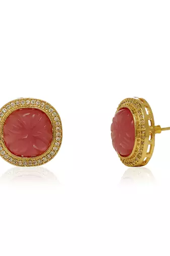 Pink kundan earring