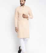 Orange embroidery cotton kurta pyjama set