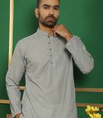 Grey embroidered pure cotton kurta pyjama set