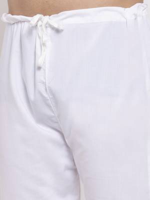 White embroidery cotton kurta pyjama set 4