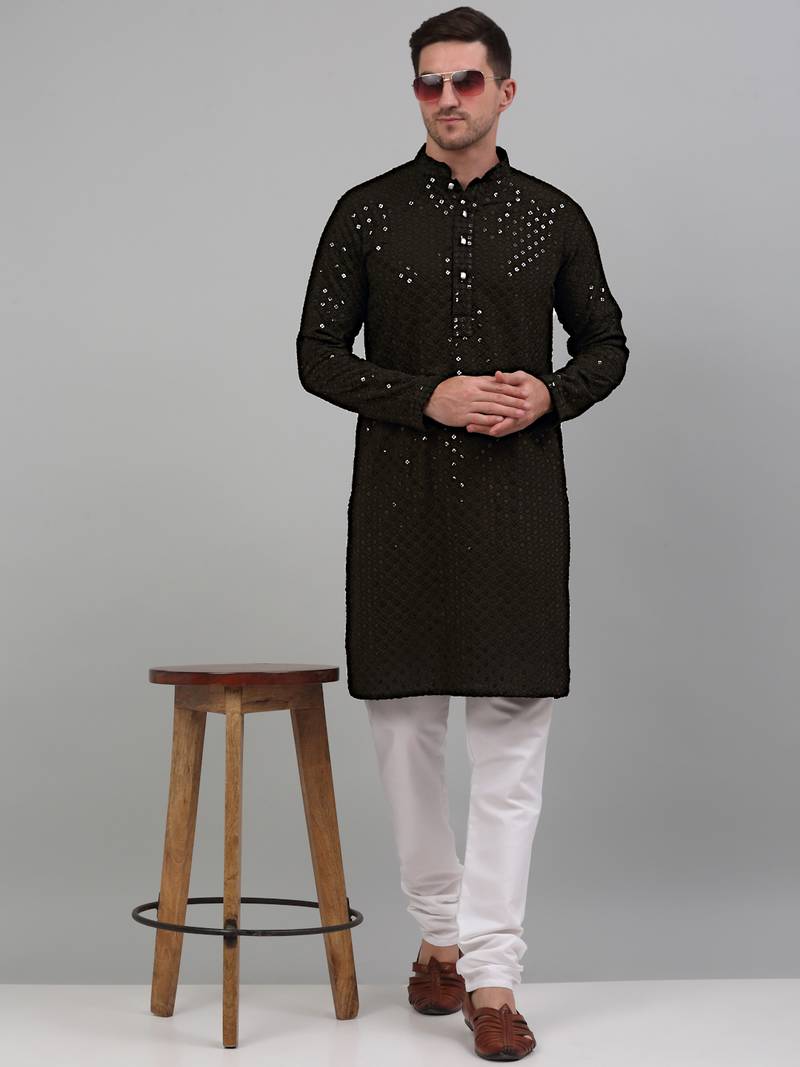 Mehndi solid pure cotton kurta pyjama set