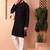 Black embroidered viscose rayon kurta pyjama set