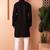 Black embroidered viscose rayon kurta pyjama set