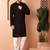 Black embroidered viscose rayon kurta pyjama set