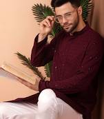 Purple embroidery  rayon kurta pyjama set