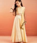 girls' peach lehenga