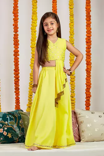  girls' yellow lehenga