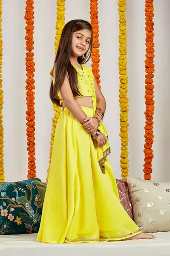  girls' yellow lehenga