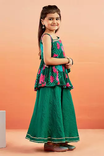  girls' green kurta palazzo set