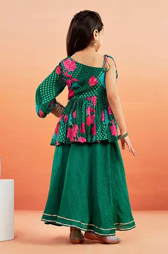  girls' green kurta palazzo set