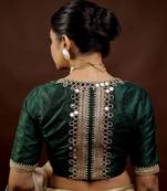 Bottle Green Pure Silk Designer Blouse