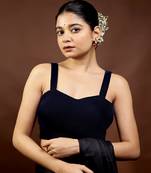 Navy Blue Velvet Designer Blouse