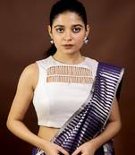 White Blended Silk Designer Blouse