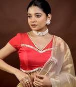 Red Raw Silk Designer Blouse