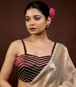 Maroon Tissue Designer Blouse