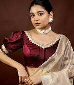 Dark Maroon Tissue Designer Blouse
