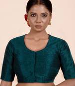 Teal Green Dupion Silk Designer Blouse