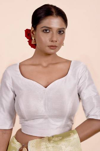 White Dupion Silk Designer Blouse