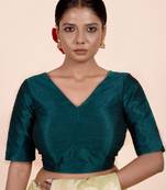 Teal Green Dupion Silk Designer Blouse