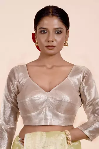 Silver Tissue Designer Blouse