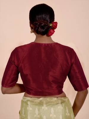 Maroon Dupion Silk Designer Blouse 2