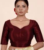 Dark Maroon Dupion Silk Designer Blouse