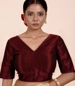 Dark Maroon Dupion Silk Designer Blouse
