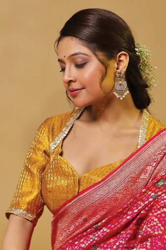 Yellow Brocade Designer Blouse
