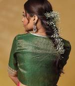 Bottle Green Brocade Designer Blouse