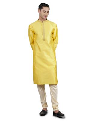 yellow colour jacquard design kurta sets 1