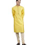 yellow colour jacquard design kurta sets