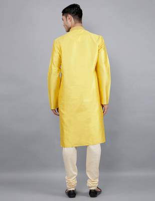 yellow colour jacquard design kurta sets 2