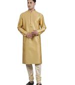 beige colour jacquard design kurta sets