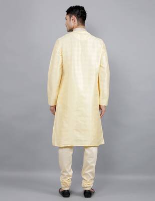 fawn colour woven design kurta sets 2