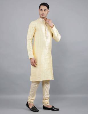 fawn colour woven design kurta sets 3