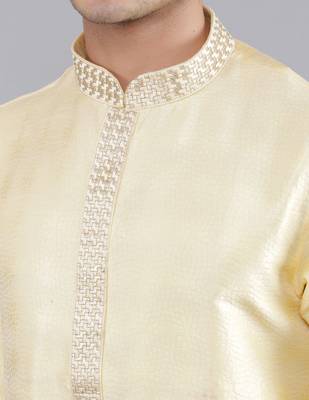 fawn colour woven design kurta sets 4