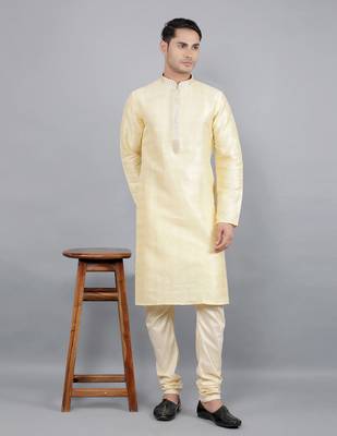 fawn colour woven design kurta sets 5