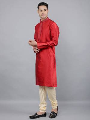 maroon colour jacquard design kurta sets 3