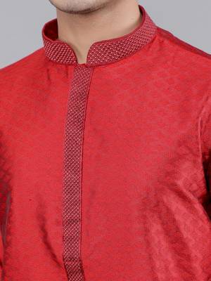 maroon colour jacquard design kurta sets 4