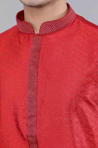 maroon colour jacquard design kurta sets