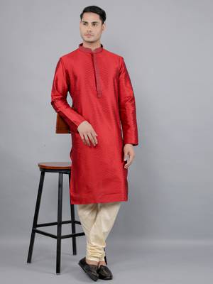 maroon colour jacquard design kurta sets 5