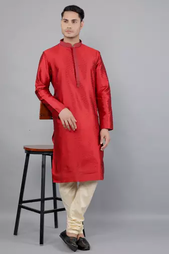 maroon colour jacquard design kurta sets