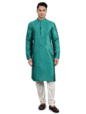 aqua colour jacquard design kurta sets 1