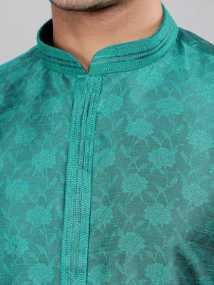 aqua colour jacquard design kurta sets 4