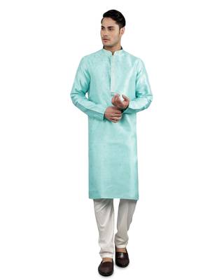 lt.aqua colour jacquard design kurta sets 1